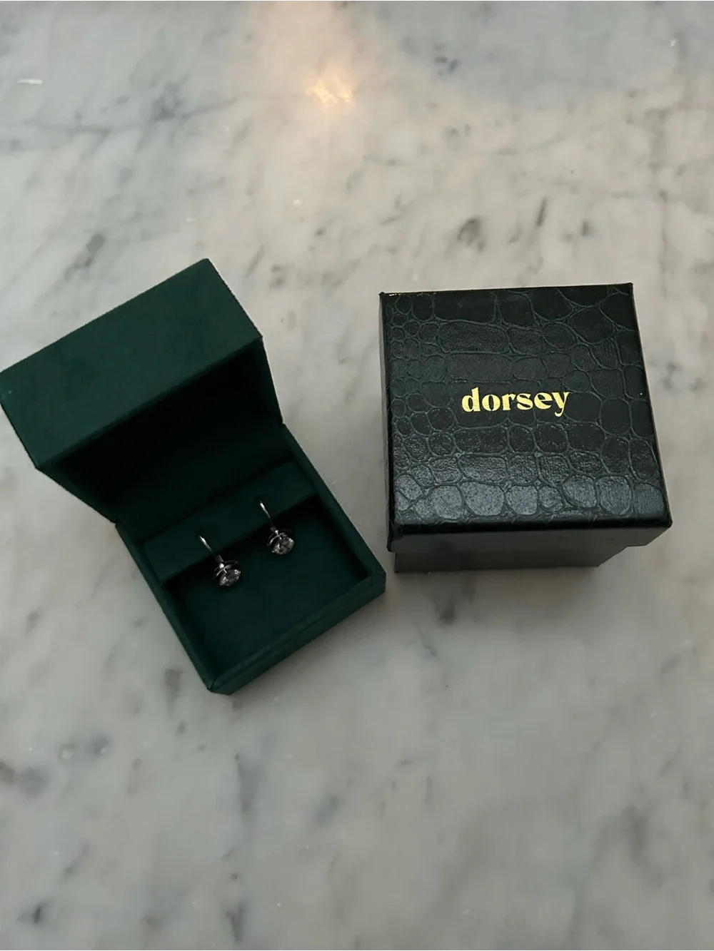 Silver-Tone Clear Crystal Cuff Links